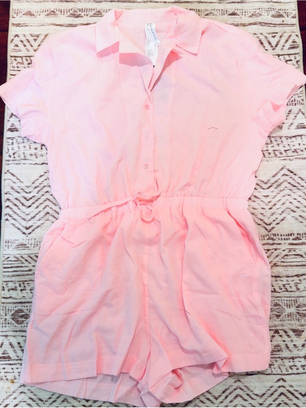 Fabletics Light Pink Short-Sleeve Drawstring Romper - Picture 10 of 16